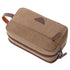 Mactso Mens Travel Toiletry Bag, Canvas Leather Cosmetic Makeup Organizer with Double Compartments (Coffee)