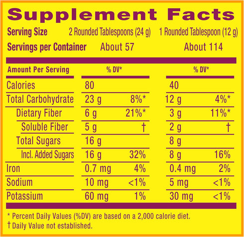 Metamucil 4-in-1 Fiber Supplement for Digestive Health, Psyllium Husk Fiber Powder, Fiber Supplement with Real Sugar, Orange Flavored, 114 tablespoons