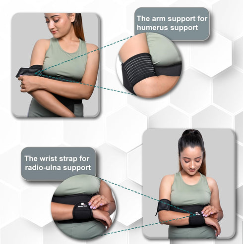 Wonder Care Left Right Shoulder Immobilizer Arm Sling - Elastic Brace for Clavicle Collar Bone Dislocation
