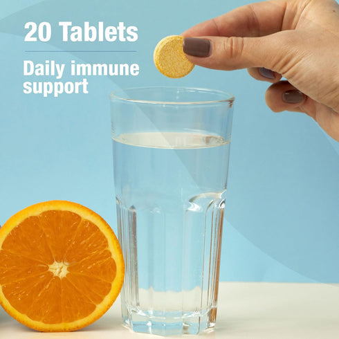 ORZAX Vitamin C 1000mg Supplement for Immune Support, Antioxidant Support, Orange Flavored, 20 Tablets