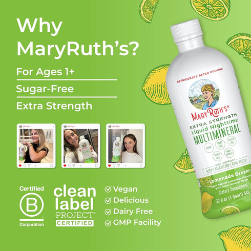 Extra Strength Nighttime Liquid Multimineral Sleep Supplement, Sugar Free, Calm Magnesium Citrate Sleep, NO Melatonin,