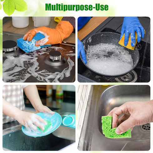 12PCS Premium Kitchen Sponges, Non-Scratch Scrub Sponges for Washing Dishes, Multipurpose Cellulose Cleaning Sponges