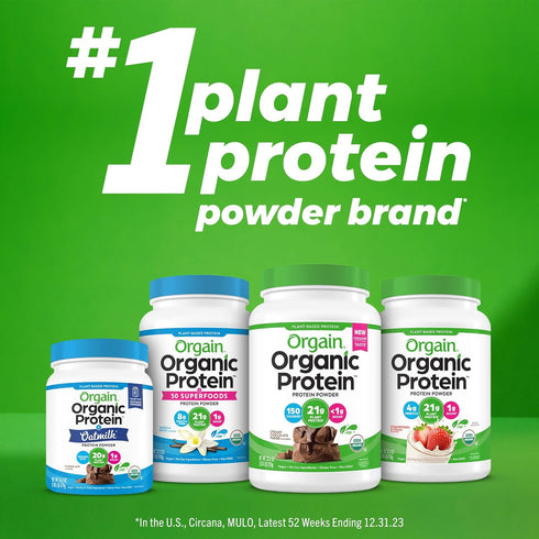 Orgain Organic Vegan Protein Powder, Cookies & Cream - 21g Plant Based Protein, Low Net Carb, 2.03 lb