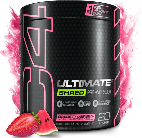 Cellucor C4 Ultimate Shred Pre Workout Powder, Weight Loss Supplement with Ginger Root Extract, Strawberry Watermelon