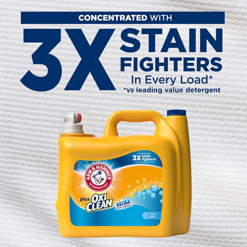HAMMER 122 158.6 Oz ARM & Plus OxiClean Ultra Stain Fighters Liquid Laundry Detergent, Stain Remover for Clothes, Fresh
