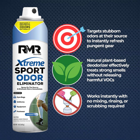 RMR Xtreme Sport Odor Eliminator Spray - Heavy-Duty Equipment, Uniform, Gym Deodorizer, 15 Ounces, Fragrance-Free