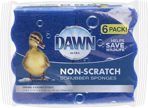 Dawn Non-Scratch Kitchen Dish Sponges, Blue, Pack of 6