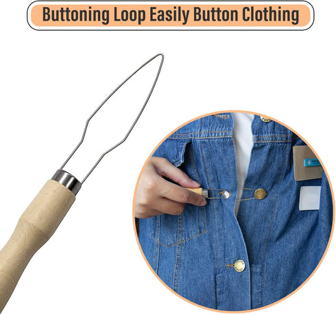 AUEAR 5 Pcs Button Hook Zipper Pull Grip Tool for Arthritis Assistance