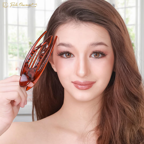 RC ROCHE ORNAMENT 6 Pcs French Concord Hair Clip - Curved Clips for Thick or Thin Hair, No Slip Strong Grip