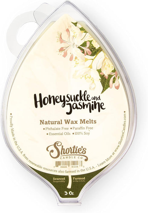 Shortie's Candle Company Honeysuckle Jasmine Natural Soy Wax Melts, 3 Oz. Bar, 100% Soy and Essential Fragrance Oils