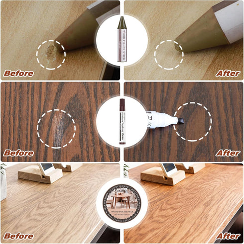 SEISSO Furniture Markers Touch Up - 25 Pcs Wood Repair Kits with Wax Sticks for Scratches & Stains