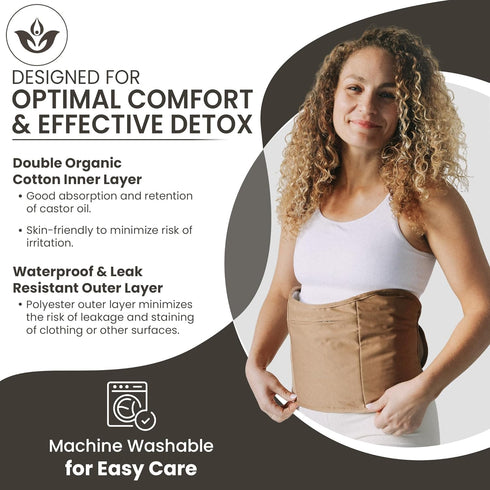 Pack 10pc Trust Your Gut Organic Cotton Castor Oil Wraps, Reusable Breathable Stomach, Neck & Foot Wraps + Breast Pads