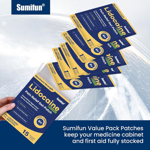 Sumifun 4% Lidocaine Patches Plus 1% Menthol, 30 Counts Maximum Strength OTC Pain Relief Patches for Back Ache