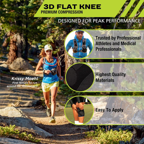 3D Flat Knee Support, Advanced Flat Knit Technology for Custom Fit, XL, Blue/Black, Pro-Tec Athletics