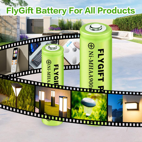 AAA Rechargeable Battery, 1.2v Ni-MH Solar Batteries, Low Self-Discharge for Solar Pathway Lights (600mAh - 4 Pack)