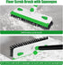 Xinran+ 3-in-1 Floor Scrub Brush with Long Handle, Scrape Scrubber Brush with Squeegee Stiff Bristle Deck Brush