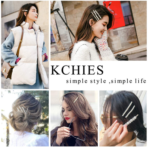 Pearl Hair Clips Barrettes, Silver Wedding Decorative Bobby Pins for Women Girls, 6pcs Hair Styling Accessories