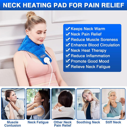 JOBYNA Neck Heating Pad, Hands-Free Electric Heated Wrap for Neck Pain Relief