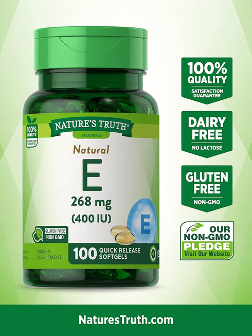 Nature's Truth Vitamin E Softgels, 268mg, 100 Count | Non-GMO & Gluten Free Supplement
