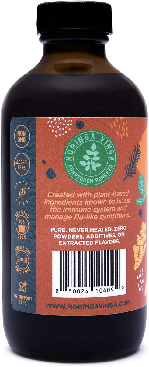 VINGA 8 oz., Immune 92 Lava Raw Apple Cider Vinegar Fire Cider with Cold Pressed Moringa Oleifera, Natural Cold and Flu