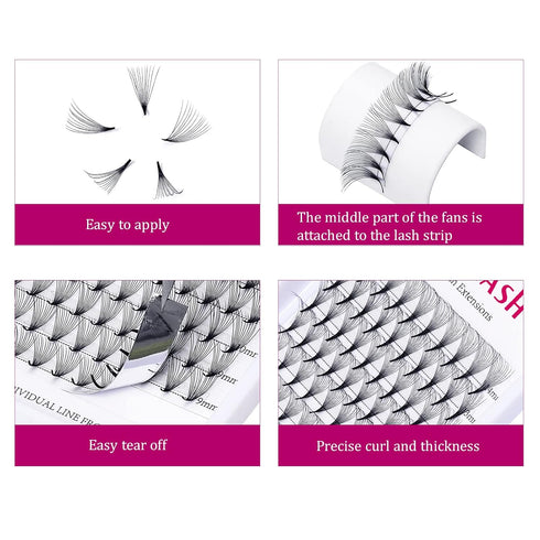 Volume Lash Extensions D Curl 12D Premade Fans 0.07 Mixed Tray Eyelashes Extension Individual Lashes (12D-0.07-D,