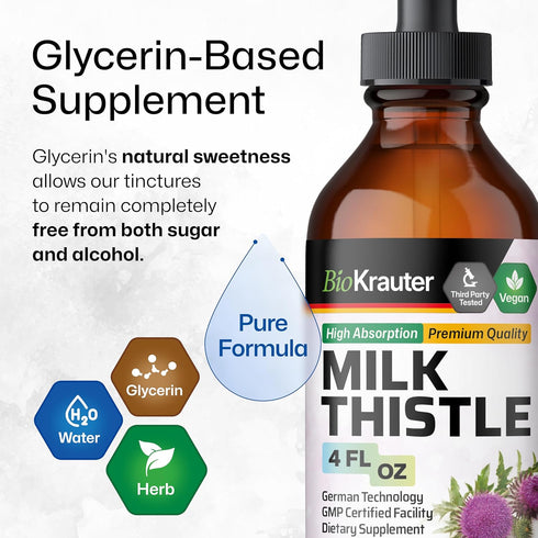 Organic Milk Thistle Liquid Extract 4 fl. Oz. - Silymarin Tincture for Liver Detox Drops, Liver Supplement
