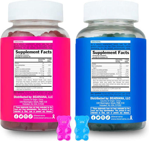 Pack Gummies 2-Pack (120 Gummies) BEARVANA Top & Peach Support Combo Multivitamin for Women | Includes Herbal Extracts