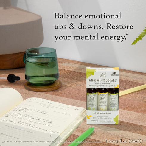 Bach Original Flower Remedies, Emotional Ups & Downs Trio Kit for Mental Energy, Natural Homeopathic Essence