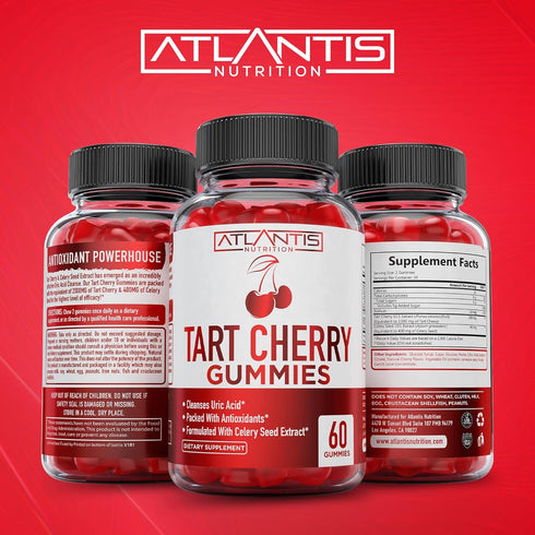 Tart Cherry Gummies with Celery Seed Extract - Advanced Uric Acid Cleanse for Gout Relief, 60 Gummies