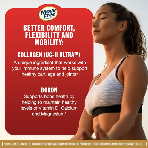 Move Free Ultra Triple Action Joint Support Supplement - Type II Collagen & Hyaluronic Acid, 30 Tablets