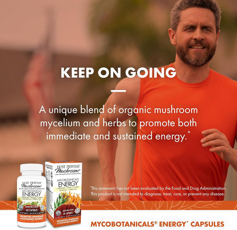 Host Defense MycoBotanicals Energy* Capsules - Energy & Respiratory Support with Cordyceps, Reishi & Chaga - 60