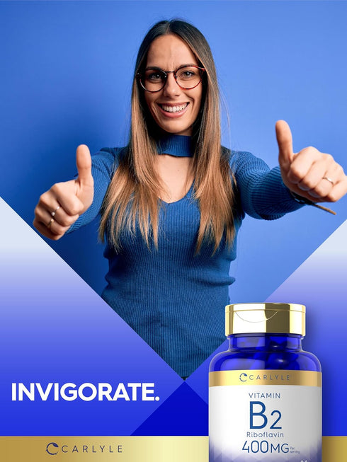 Carlyle Vitamin B-2 400mg | 180 Count | Non-GMO, Gluten Free Supplement | Riboflavin