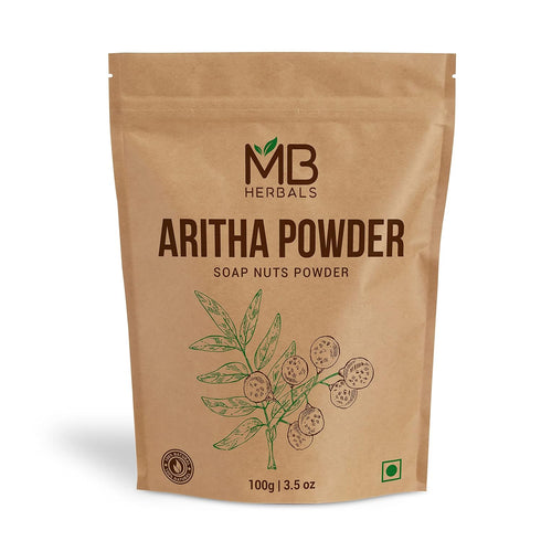 MB Herbals Aritha Powder 100g | 3.5 oz | 100% Pure & Organically Grown Soap Nut Powder for Hair Shampoo