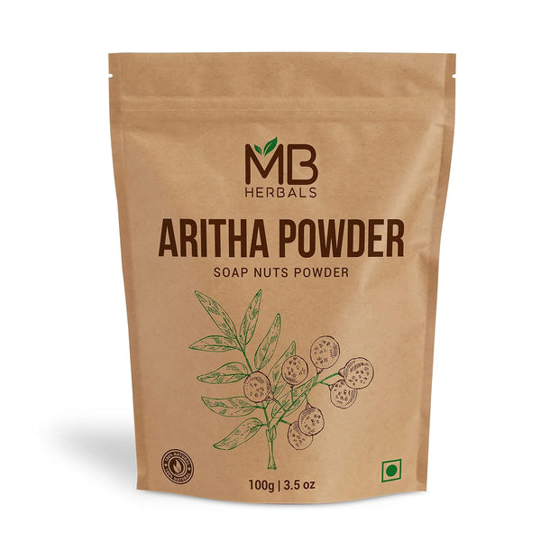 MB Herbals Aritha Powder 100g | 3.5 oz | 100% Pure & Organically Grown Soap Nut Powder for Hair Shampoo