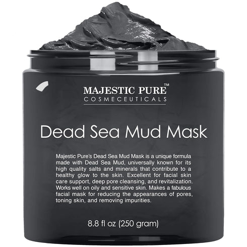 MAJESTIC PURE Dead Sea Mud Mask - Natural Skin Care for Face and Body, 8.8 fl. Oz - Best Cleansing Clay for Acne