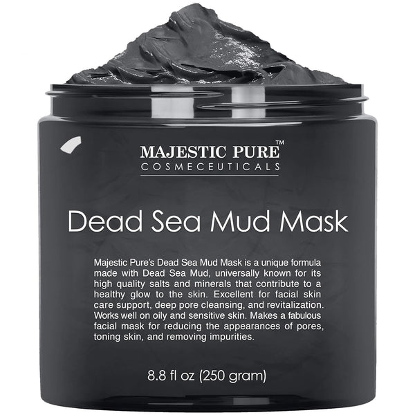 MAJESTIC PURE Dead Sea Mud Mask - Natural Skin Care for Face and Body, 8.8 fl. Oz - Best Cleansing Clay for Acne