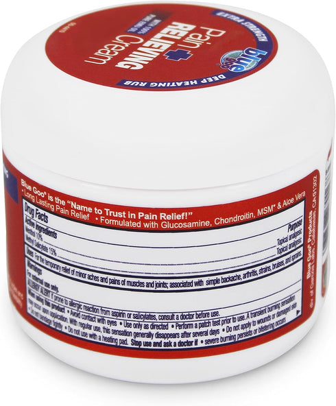 Blue Goo Relieving Cream - Maximum Strength for Back/Neck Pain, Sports-Related Muscle Pain, 4 oz (1 Pack)