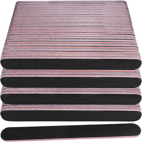 Nail Files Bulk (100 Pack), Professional Double Sided Emery Board 100/180 Grit for Natural and Acrylic Nails