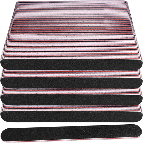 Nail Files Bulk (100 Pack), Professional Double Sided Emery Board 100/180 Grit for Natural and Acrylic Nails