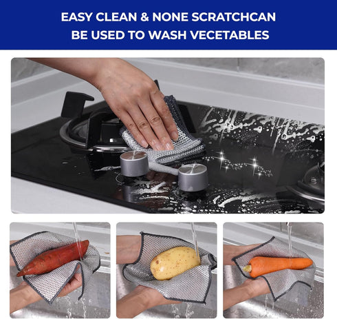Wangjinpeng 8 Pcs Wire Dishwashing Rag, Non Scratch Wire Dishcloth for Kitchen Cleaning