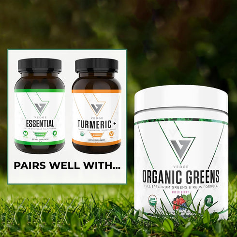Vedge Nutrition Organic Greens, Vegan Superfood Powder for Energy, Antioxidants & Recovery - Mixed Berry Flavor, 30