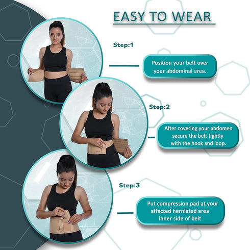 Wonder Care Umbilical Hernia Support Belt Abdominal Binder for Belly Button Hernias, Beige (L, 36"-40")