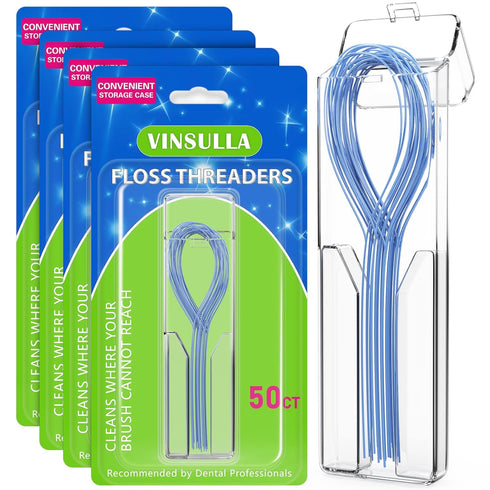 Floss Threaders for Braces, Bridges, and Implants, 50 Count (Pack of 4)