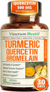 Quercetin with Bromelain Turmeric Curcumin Supplement Allergy Relief, Immune & Joint Support