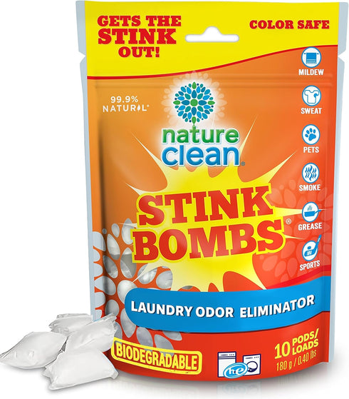 Nature Clean Stink Bomb Odor Remover Pacs, 10 Count for Laundry