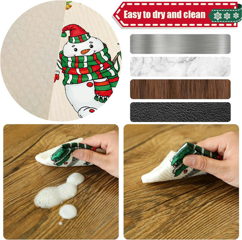 12 Pcs Christmas Swedish Themed Dishcloths, Reusable Absorbent Xmas Kitchen Dish Cloths for Home Party Cleaning