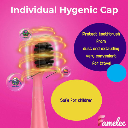 10Pcs Burst Kids Replacement Heads, Ultra Soft Bristles for Deep Clean, Light Pink & Blue