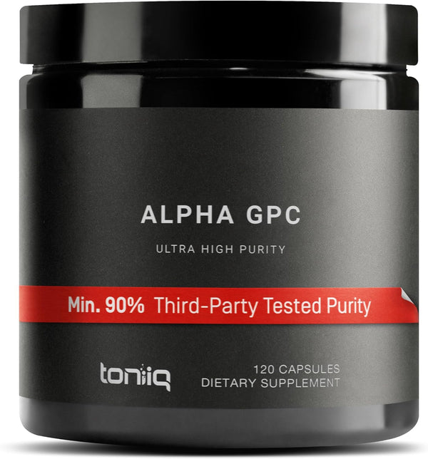 Toniiq Alpha GPC Capsules - Ultra High Purity 600mg Concentrated Formula, 120 Capsules Nootropic Supplement