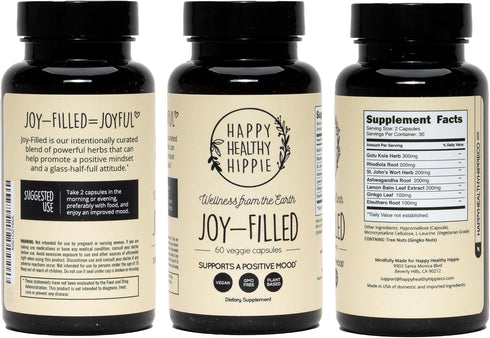 Joy-Filled Mood Support Supplement with St. Johns Wort, 100% Plant-Based Stress Relief Supplement for Calm Mind & Body,
