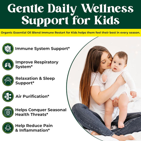 Immune Immune (10 ml) Center of Paradise Restart Kids Organic Essential Oil Blend for Support - USDA Certified, Pure